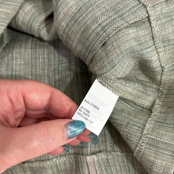 Spanner Linen Green Long Sleeve Striped Zip Up Jacket Size 14 - Picture 7 of 12